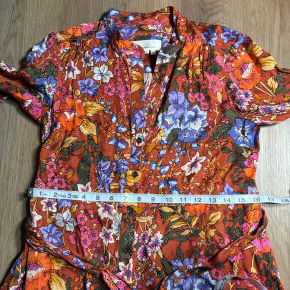Anthropologie Vale Maxi Dress size XS petite XSP shirtdress retro floral - Picture 10 of 11